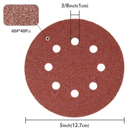 LESNIC 60 Grit Sanding Discs Pack of 50, 125 mm Quick Change Discs Velcro Sandpaper for Electric Sanders, Reliable Adhesion to Sanders