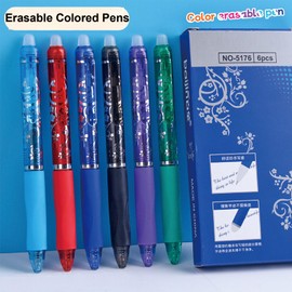 MOZXIRZ 6 Pcs Erasable Colored Pens Retractable Pens Cute Colorful Erasable Pen 0.5mm Point Coloured Gel Pen for Women Girls Men Boys Office School Supplies (6Pcs Colored)