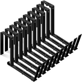 Layhit 10 Pcs Adjustable Planter Box Brackets Universal Heavy Duty Flower Box Brackets Window Iron Railing Planter Holder for Balcony Fence Pergola Patio Garden Windowsill, 6-12.5 Inch(Black)