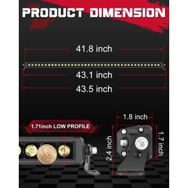 OFFROADTOWN 40 Inch Single Row LED Light Bar 400W Spot Off Road Driving Light Ultra Slim Thin Led Light Bar Waterproof Roof Bumper Lights Bar for Trucks UTV ATV Pickup Can-am