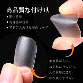 U-Shinein Nail Tips, Short, Ultra Thin, 15 Sizes, 300 Pieces, Clear, False Nails, Popular for Nails, Natural Fit, Nail Tips, Very Short, Matte Texture, False Nails (Round)