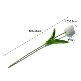 JerryXingjy 20 Pcs White Tulips Artificial Flowers 13.5" PU Real Touch with Faux Mix Tulip Bulbs Silk Bouquet for Mother's Day Wedding Easter Kitchen Decor