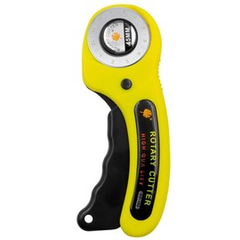 45mm Rotary Cutter with1 pcs Blades, Ergonomic Cutter Wheel, Sewing Cutting Tool, Scrapbooking Tool for Crafting, Fabric, Paper, Leather, Cloth (Yellow, 16 * 5.6 CM)
