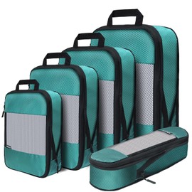XBLGX Compression Packing Cubes for Suitcases,5 Set Travel Essentials, Lightweight Luggage Organizer Bags, Travel Cubes for Carry on(Green)