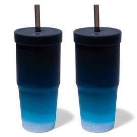 Silipint: Silicone 32oz Straw Tumblers: 2 Pack Moon Beam - Reusable Unbreakable Cup, Flexible, Sustainable, Hot/Cold, Airtight Lid