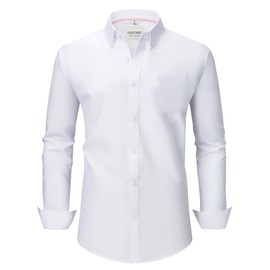 Men's Oxford Long Sleeve Shirts Classic Button-Down Solid (White/M Thickened Autumn Versatile for Casual & Formal