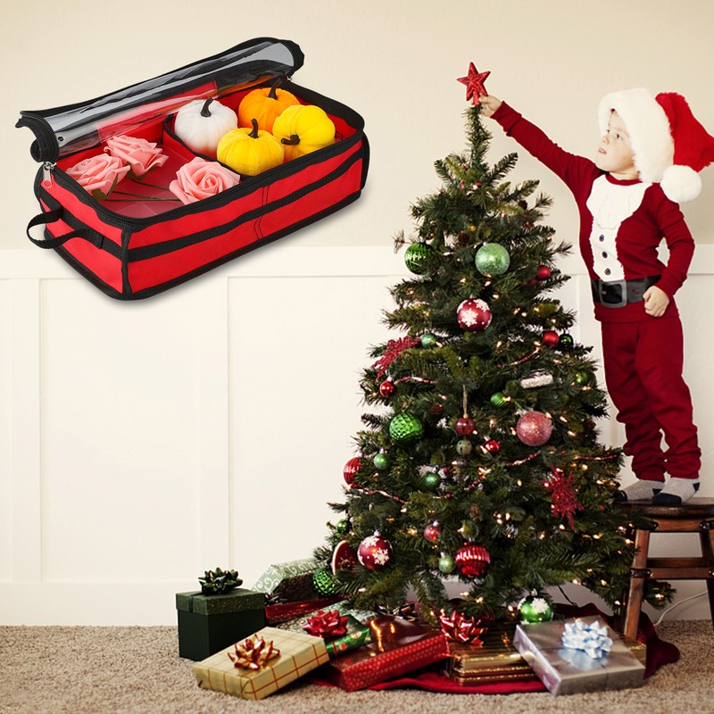 Christmas Ornament Storage Box Under Bed 64 Cell partition 600D