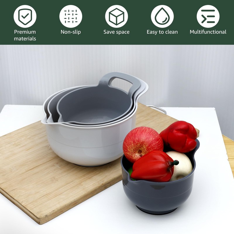 4 Pcs Plastic Mixing Bowl Set, Reusable Plastic Nesting Mixing