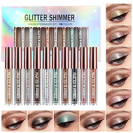 Juego de 10 paletas de sombras de ojos desnudos, a prueba de sudor, polvo de mezcla altamente pigmentado con purpurina mate, kit de sombra de ojos... 