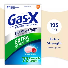 Gas-X Extra Strength Chewable Tablets, Simethicone 125 mg, Cherry Creme, 72 Ct