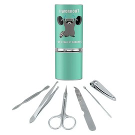 I Workout So I Can Eat Garbage Raccoon Trash Panda Funny Stainless Steel Manicure Pedicure Grooming Beauty Care Travel Kit