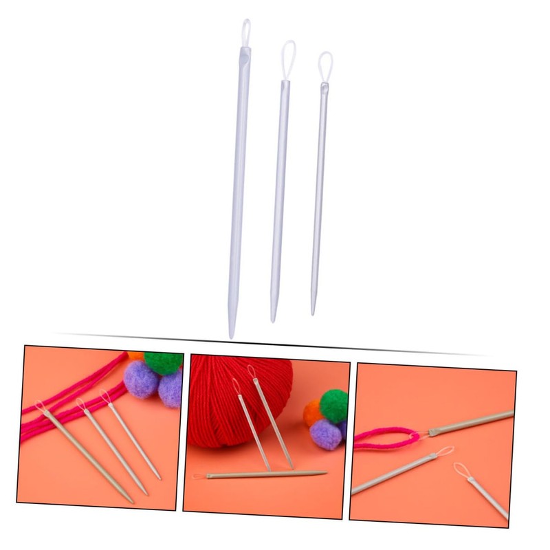STOBOK Yarn Threader Needles Set 3pcs Plastic Yarn Needles Loop