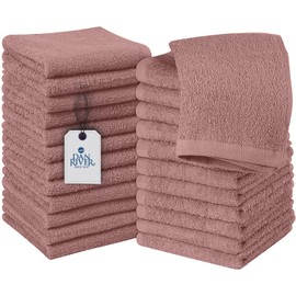 DAN RIVER 100% Cotton Washcloths 24 Pack Premium Quality Face and Body Cloth, Quick Dry Essential Towels for Bathroom, Hand, Kitchen & Cleaning, Baby Washcloths | 12X12 in | 400 GSM | Dusty Rose