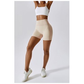 ViKiUiKi - Pantalones cortos para mujer, con control de abdomen, cintura alta, para yoga, gimnasio, correr, fitness, entrenamiento para mujer, #2 Avena y albaricoques, S