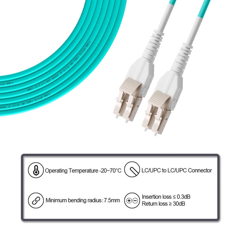 Fibergaga-Uniboot OM3 LC to LC Fiber Patch Cable, Multi-Mode Duplex