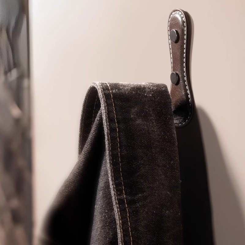XSGTZMJ 4PCS Coat Hooks Wall, Leather Coat Hook Zinc Alloy