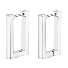 Aroncent Unisex Stud Earrings Set: Men Women Stainless Steel Stud Earrings Set Square Fashion Elegant Casual Huggie Earrings in Silver, Stainless Steel