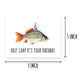 NTVShop Funny Holy Carp Birthday Card - It's Your Birthday - Greeting Card Holy Carp - Fish Themed - Hilarious Card For Him Her