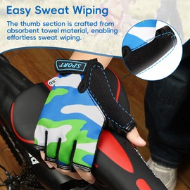 AMFUN Kids Boy Girl Cycling Half Finger Gloves| Non-Slip,Breathable, Bicycle Gloves for Boys and Girls,Fingerless Gym Antislip Grip,Ideal for BMX, MTB, Gymnastics, Bike Riding and Outdoor Sports