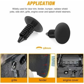 CARLCROSS 100PCS FOR Honda Bumper Clips Retainer 10MM Hood Fender Push Rivets Fasteners\\n
