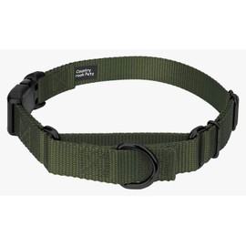 Country Brook Petz Heavy Duty Nylon Adjustable Martingale Dog Collar with Deluxe Buckle for Small Medium Large Breeds - 30+ Vibrant Color Options (1 Inch, Medium, Dark Olive Drab)