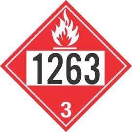 GC Labels-P309c1263, Flammable Class 3 UN1263 Removable Vinyl DOT Placard, Package of 50 Placards