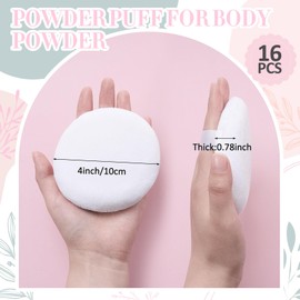 Reallnaive 16 Pcs Powder Puff, 3.94 Inches Powder Puff for Body Powder, Body Powder Puff Large Round Powder Puff Loose Powder Puff Soft Washable Powder Puff Velour Powder Puff White