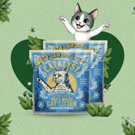 Catalyst Natural Soft Wood Cat Litter (2 Pack, 10lb Bags) - Superior Odor Control, Strong Clumping, Low Dust, and Biodegradable (10lb, Set of 2, Unscented)