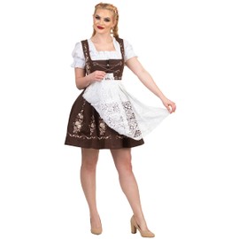 3-Piece Brown Dirndl Dress Set for Women – Short Traditional German Oktoberfest Outfit 12 XS