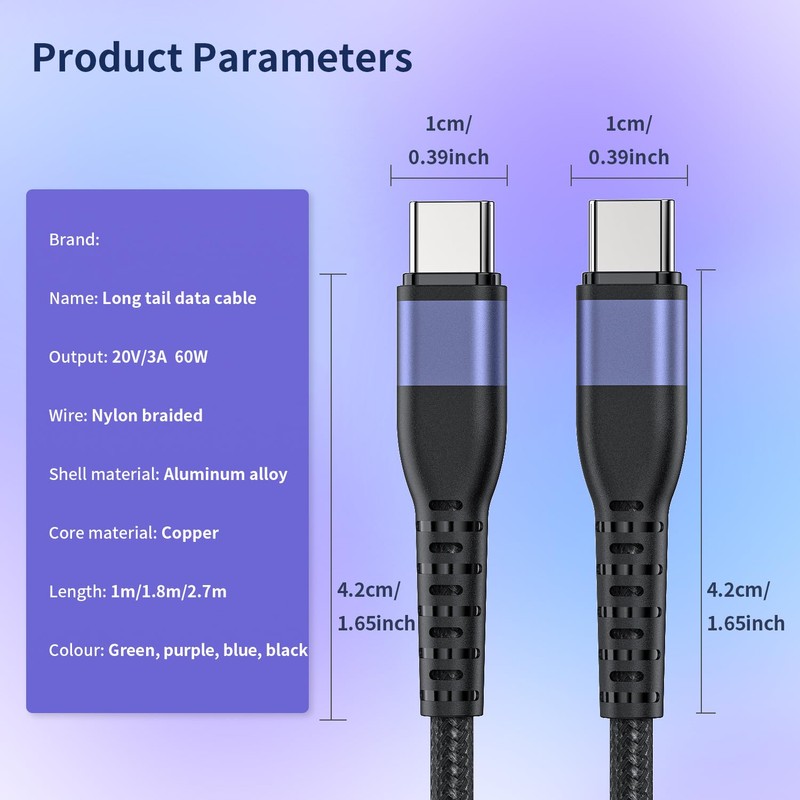 Aofong USB c to USB c Cable (5, Purple)