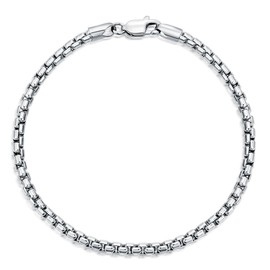 PDTJMTG 925 Sterling Silver Round Box Chain Bracelet 3MM Square Rolo Link Chain Bracelet for Men Women (7)