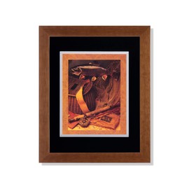 Art Prints Inc Fishing Fly Rod Reel Net Old Memorabilia Photo B/W Matted Picture Honey Framed