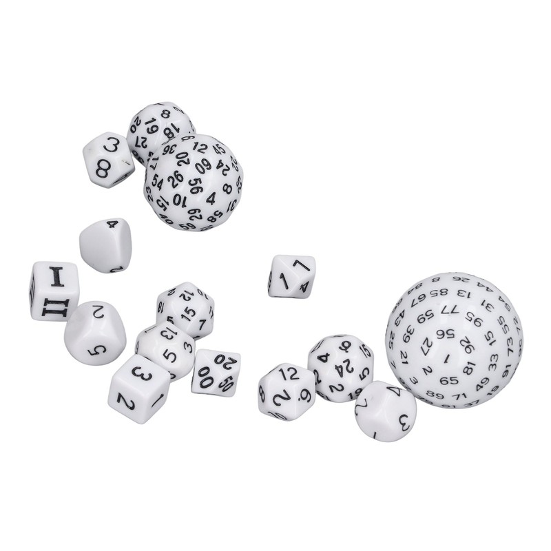 15pcs Complete Polyhedral Dice Set Acrylic D3 to D100 Spherical