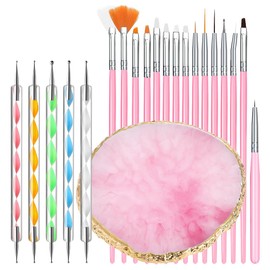 XFSRG Nail Brush Set for Gel Nails, Premium Nail Design Brush and Dotting Tools for Manicure & Pedicure, Perfect for Nail Art and Gel Nail Accessories (Pink)