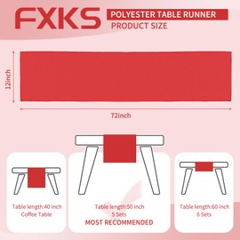 6 Pack Red Polyester Table Runner ,12x72 inch Red Table Runners Rustic Farmhouse Reusable Table Runners for Wedding Birthday Parties Graduations Banquet Thanksgiving Christmas Decorations