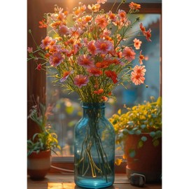 TOSTOG 5D Diamond Painting for Adults, Flowers in Bottle, Diamond Painting Kits Pictures, Diamond Painting, DIY Diamond Painting Picture Set, 30 x 40 cm for Wall Decoration