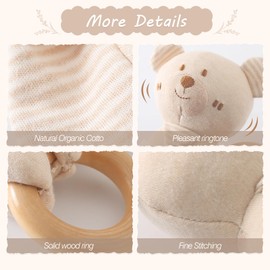 Youuys Pack of 2 Baby Rattle Baby Toy 0-6 Months, Baby Rattle with Sound, Grasping Toy Baby, Baby Rattle for Newborn Boy and Girl Gift for Birth (Bear)