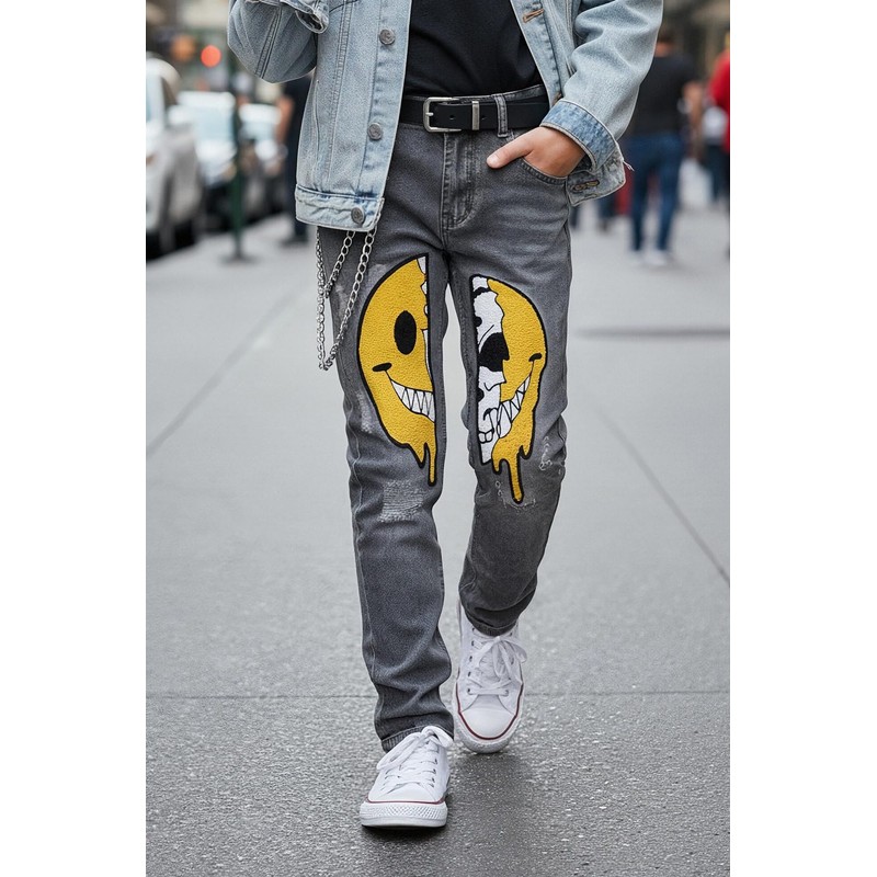 Boy's Skinny Fit Ripped Destroyed Distressed Fashion Kids Denim Jeans