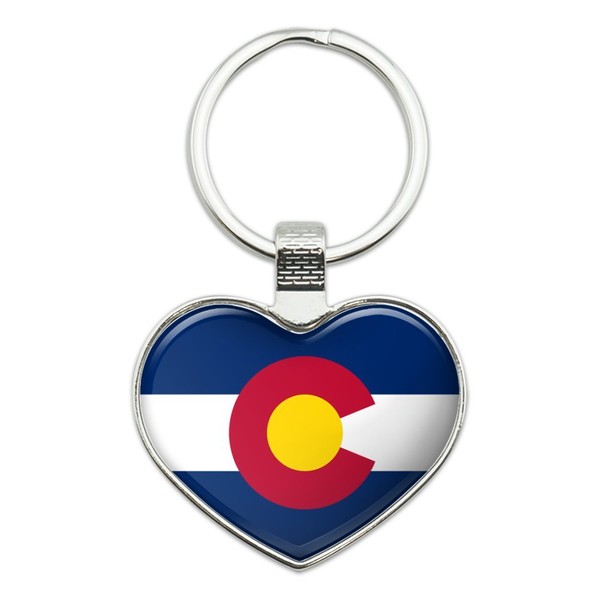 GRAPHICS & MORE Colorado State Flag Keychain Heart Love Metal