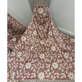 wowfabric4less123 Rose Pink Gold Ivory Floral Metallic Brocade Fabric 50” Width Sold By The Yard