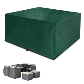 Funshot Cover for Cube Garden Furniture Waterproof Protective Cover, Anti-UV, Windproof, Outdoor Patio Table Cover, Rattan Furniture Covers, Patio Set Cover, Green, 135 x 135 x 71 cm