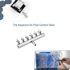 KUIDAMOS Aquarium Air Pump Splitter, 6 Way Cross Aquarium Gang Valve for shunt gas, Stainless Steel Distributor Splitter with Check Valves for Fish Tank Airline Air Tube Hose