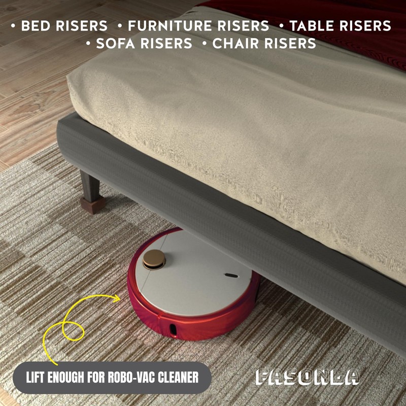 FASONLA Bed Risers (Set of 4) - Oak Solid Wood