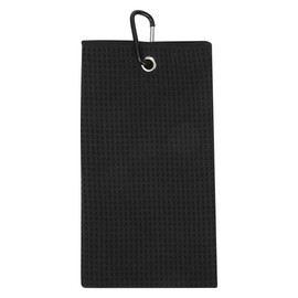 Keenso Toalla Triple de Golf, Toalla de Golf Diseño de gofres Toallita Deportiva Absorción de Sudor Limpieza Gancho de Correa de algodón Puro(15 * 12 * 3cm-Negro)