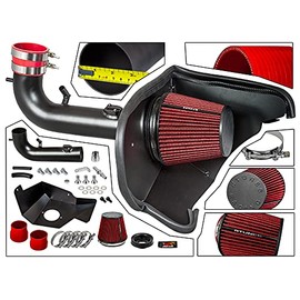 Rtunes Racing Matte Black Cold Heat Shield Cold Air Intake Airflow Inductions Kit + Filter For 2016-2020 Camaro 3.6L V6