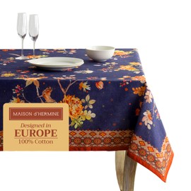 Maison d' Hermine Kelim - Infinity 100% Cotton Tablecloth Kitchen Dining Table Cloth for Square Tables Farmhouse Tabletop Cover for Parties, Wedding Use Thanksgiving/Christmas (60"x60")