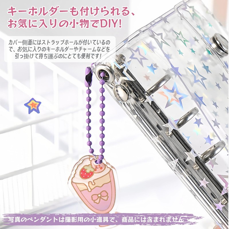 Piruto Clear Sticker Book, Transparent, for Girls, A7 Binder, Comes
