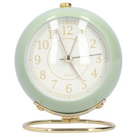 Alarm Clock Silent Non Ticking Metal Paint Power Saving Eye Protection Battery Operated Small Clock with Night LightOlive Green