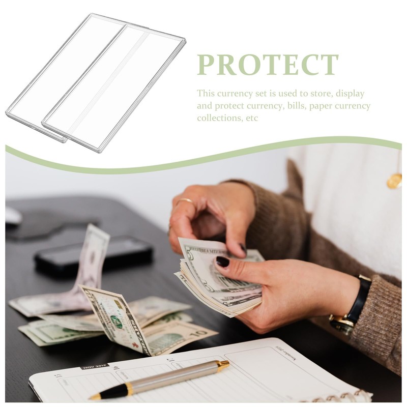 Tofficu 10pcs Money Case for Cash Clear Plastic Sleeve Currency