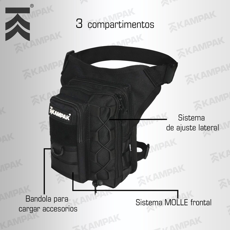 Kampak Piernera Tactica PI10 Multibolsillos Semi repelente Multiusos